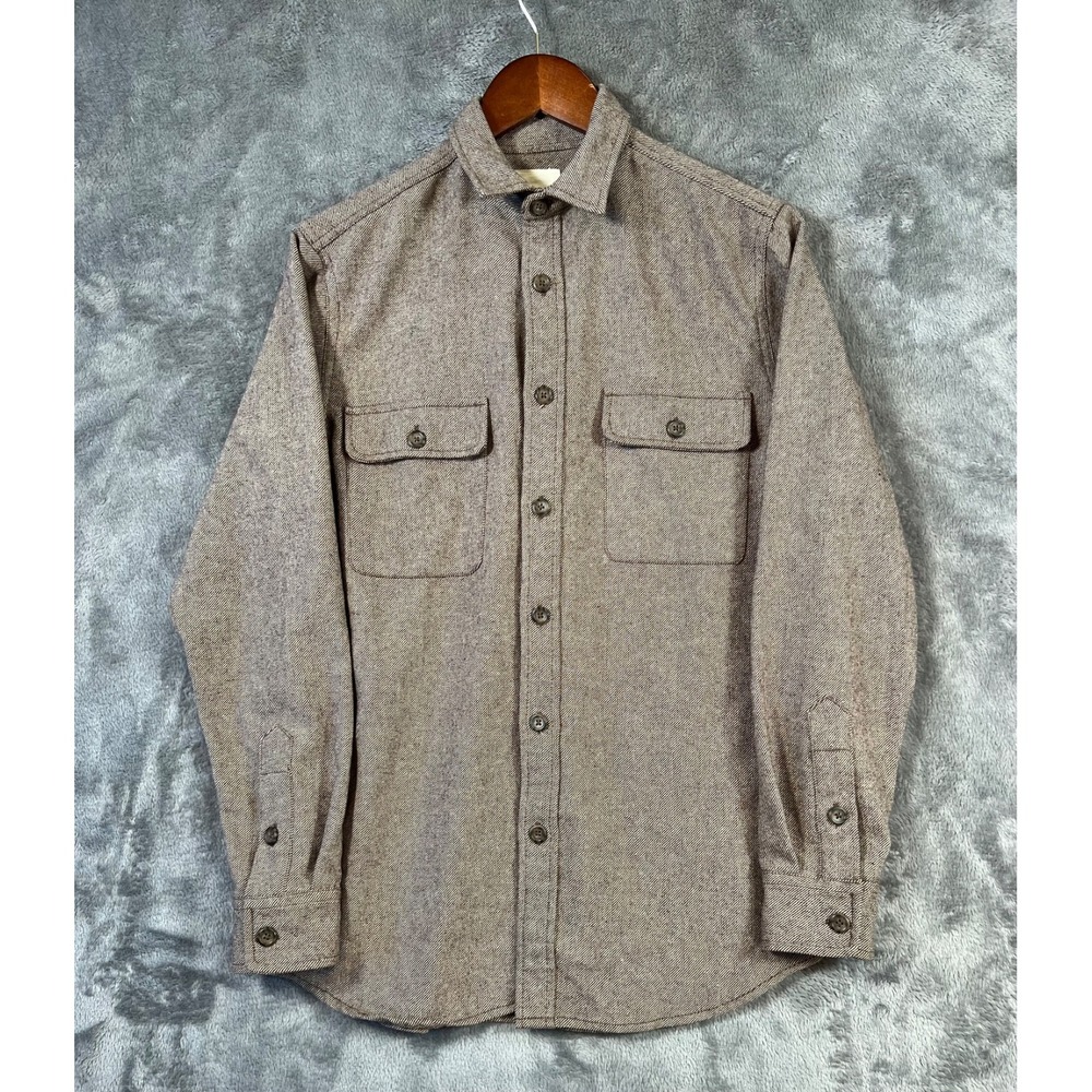 Saturdays Surf NYC Flannel Camp Shirt Mens Small Brown Button Up Workwear